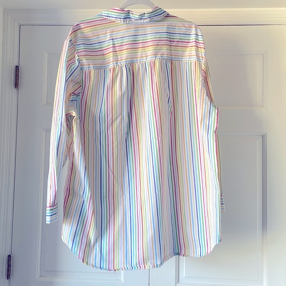 Rainbow stripe button up shirt, women’s size large - Picture 2 of 4
